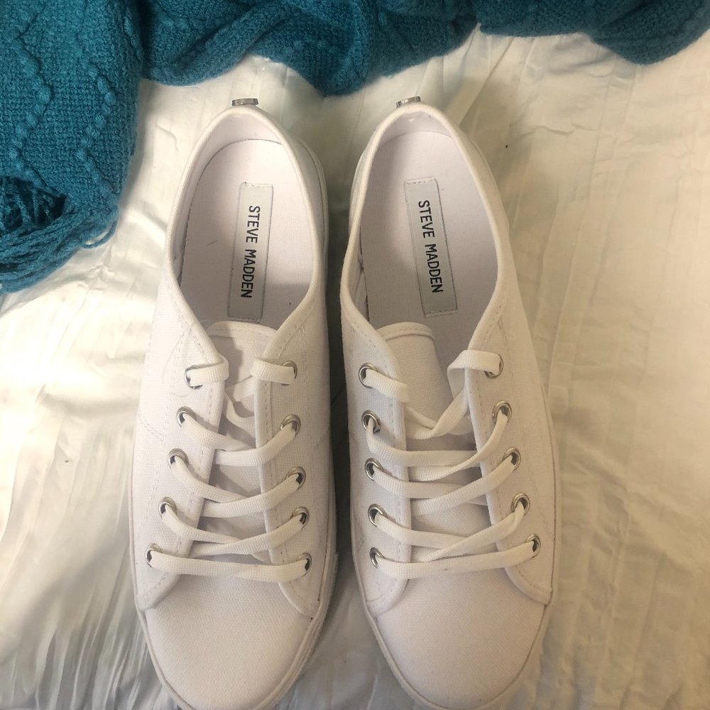 White Steve Madden Emmi Platform Sneakers - image 2